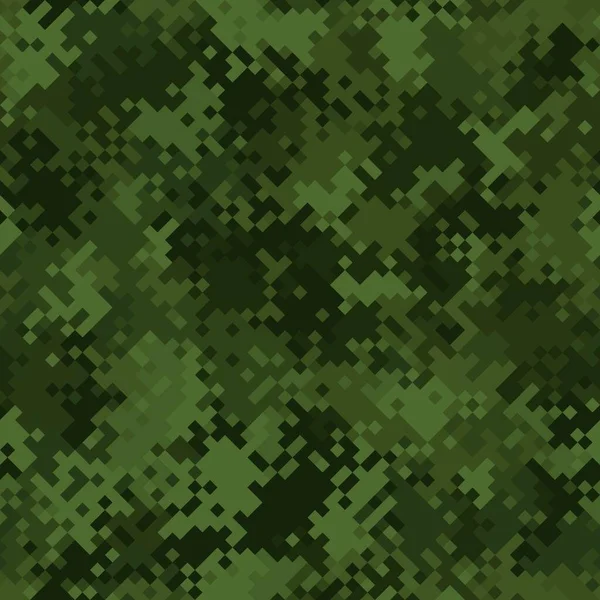Patrón sin costuras de camuflaje militar. Estilo pixel digital Woodland. — Vector de stock