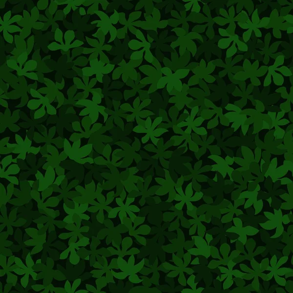 Бесшовный шаблон. Глубоко зеленые листья, лежащие на земле — стоковый вектор