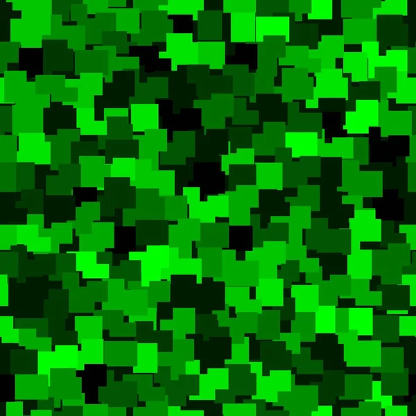 Modèle abstrait sans couture avec des carrés chaotiques de couleur vert émeraude et citron vert — Image vectorielle