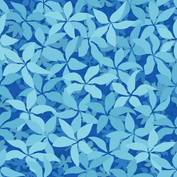 Modernas hojas azul cielo monótono con fondo patrón de follaje — Vector de stock