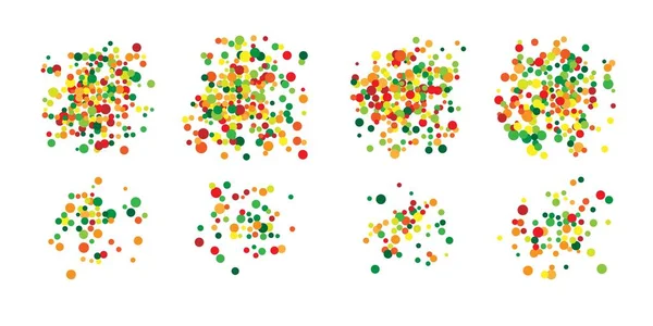 Conjunto de formas redondas pontilhadas coloridas, manchas, círculos, manchas isoladas em branco — Vetor de Stock