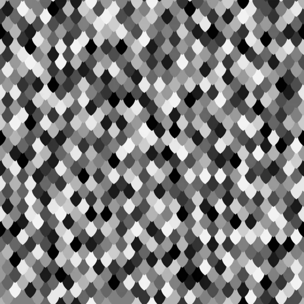 Patrón de escala abstracta. Textura escamosa monocromática. Patrón sin costura a escala de grises — Vector de stock