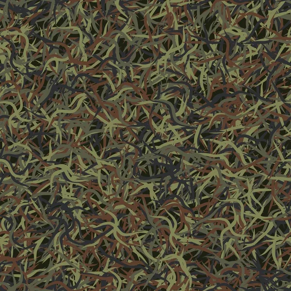 Aiguilles de camouflage plantes, motif sans couture. Grunge ghillie fond vert — Image vectorielle