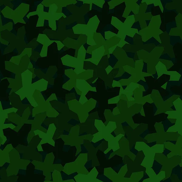 Seamless pattern with geometric camouflage. Military dark green background. — Stock Vector