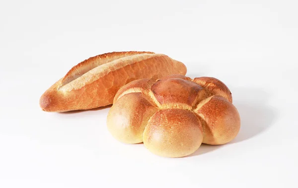 Ψωμί Ψημένο Απομονωμένη Λευκό Φόντο — Φωτογραφία Αρχείου