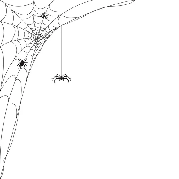 Black Spiders Spider Web — Stock Vector
