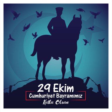 29 Ekim Cumhuriyet günü Türkiye ve Türkiye'de ulusal gün. Çeviri: 29 Ekim Cumhuriyet Bayrami.