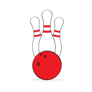 Bowling topu ve bowling pin tasarım vektör