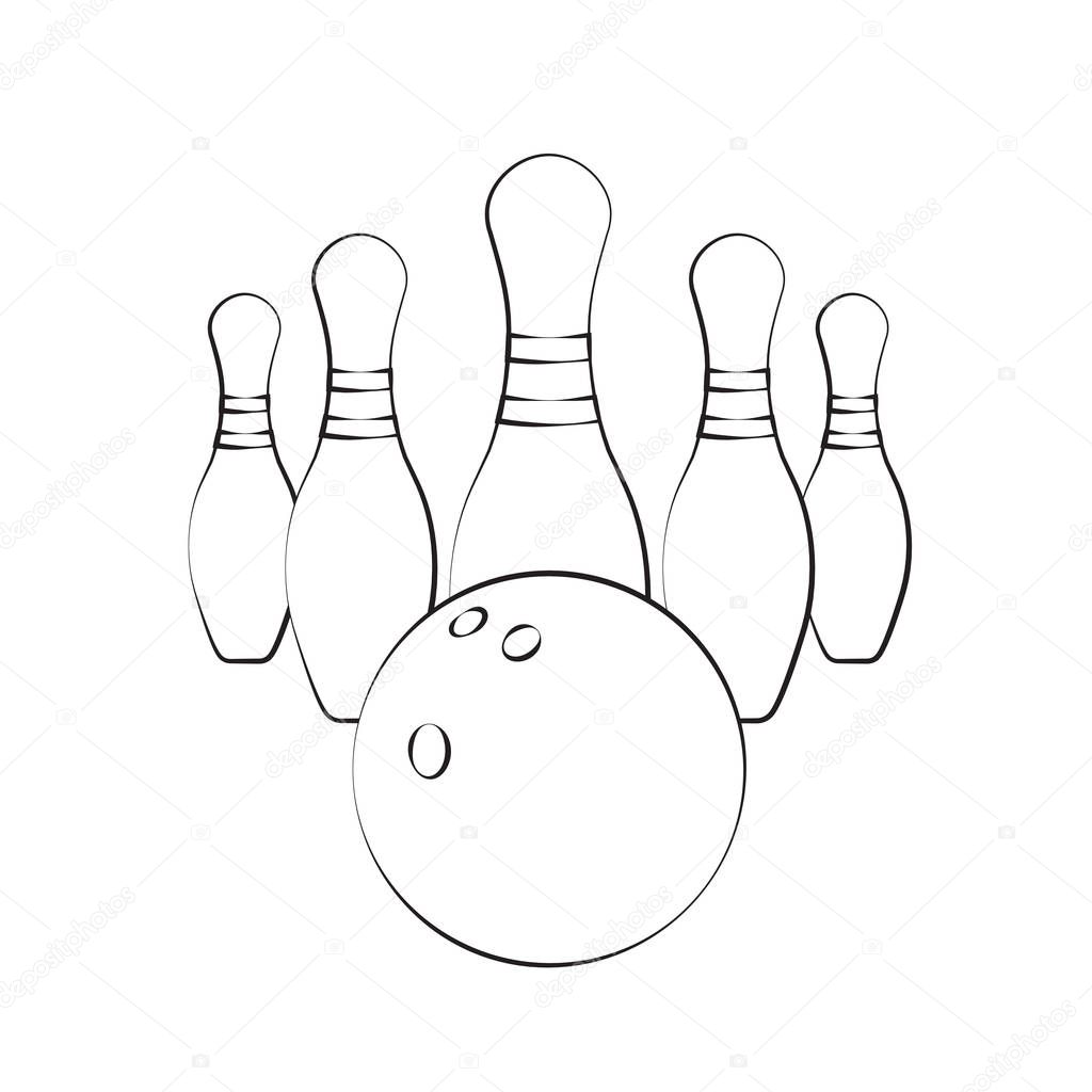 Bowling ball and bowling pins vector design