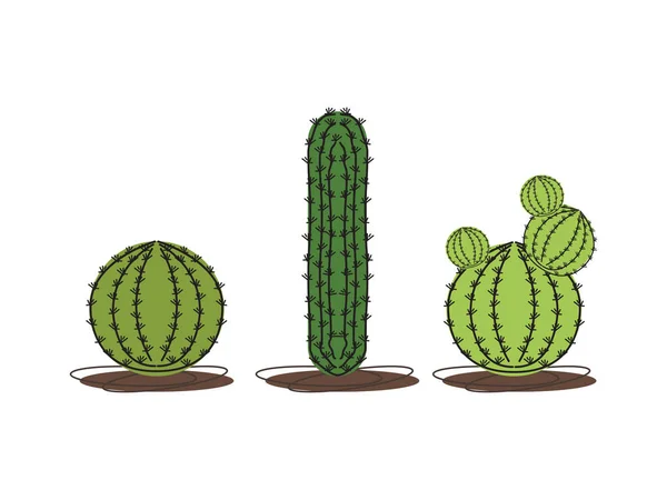 Iconos Cactus Dibujando Sobre Fondo Blanco — Vector de stock