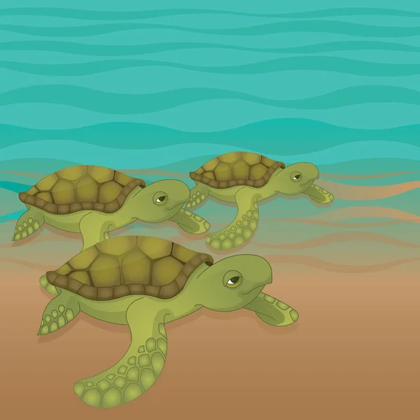 Illustration Vectorielle Des Tortues Marines — Image vectorielle