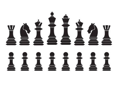 Satranç taşları bir dizi resimli siluetleri.