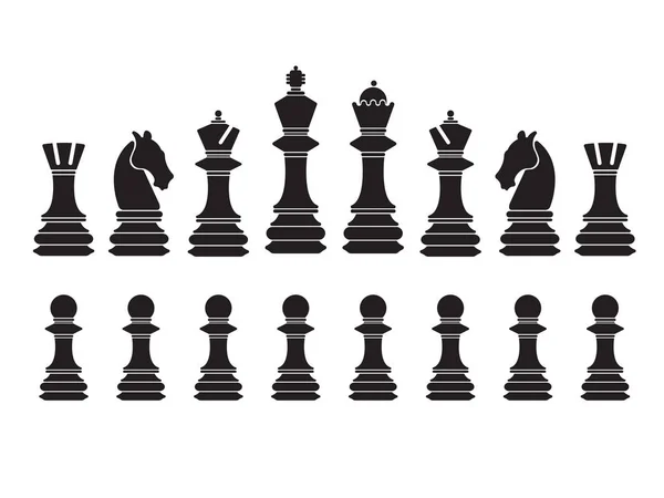 Εικονογραφημένο Σιλουέτες Ενός Συνόλου Πιόνια Σκακιού — Διανυσματικό Αρχείο