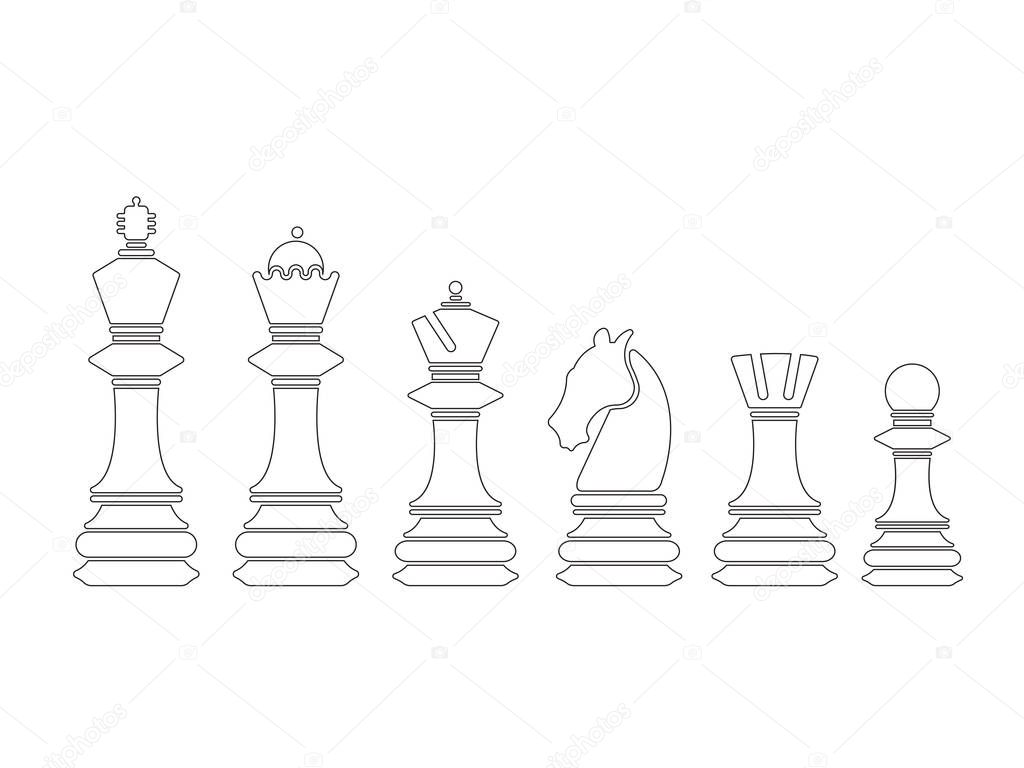 Illustrated silhouettes of a set of chess pieces.