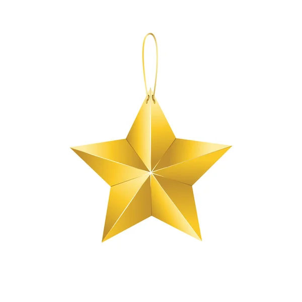 Golden Vector Star White Background — Stock Vector