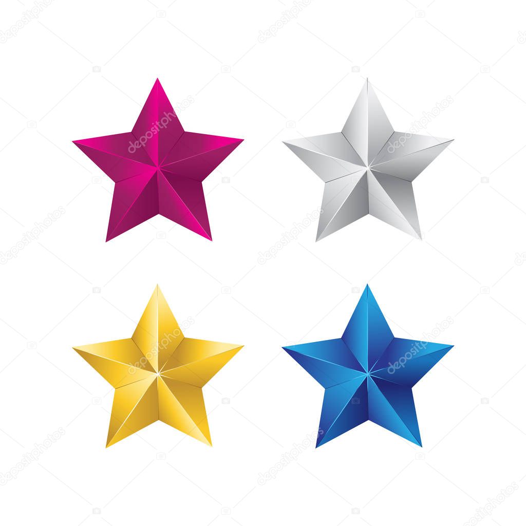 Colorful vector stars on white background.