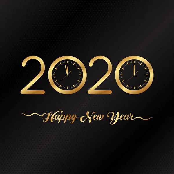 Gott Nytt 2020 Gratulationskort Med Guld Klocka — Stock vektor