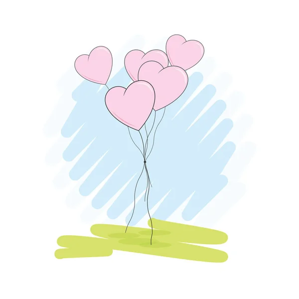 Heart Balloons Vector Illustration — Stock Vector