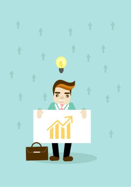 İş adamı ile grafik ve fikir