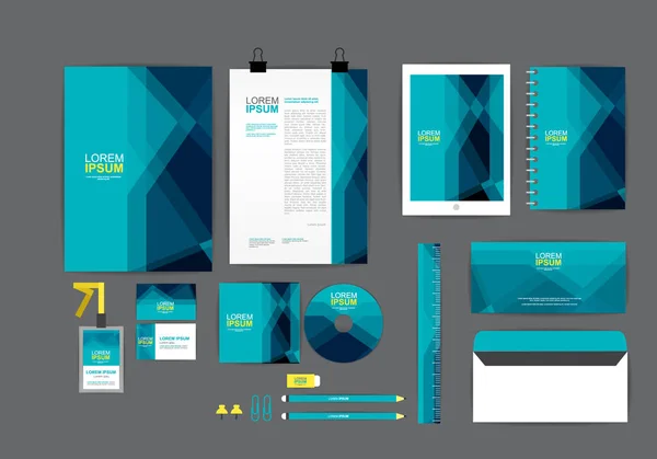 Modelo Identidade Corporativa Azul Para Seu Negócio Inclui Cover Cartão —  Vetores de Stock