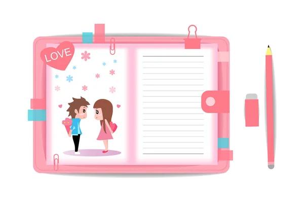 Love Boy Girl Note Book — Stock Vector