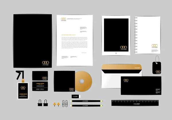 Gold Schwarz Und Silber Corporate Identity Vorlage Für Ihr Unternehmen — Stockvektor