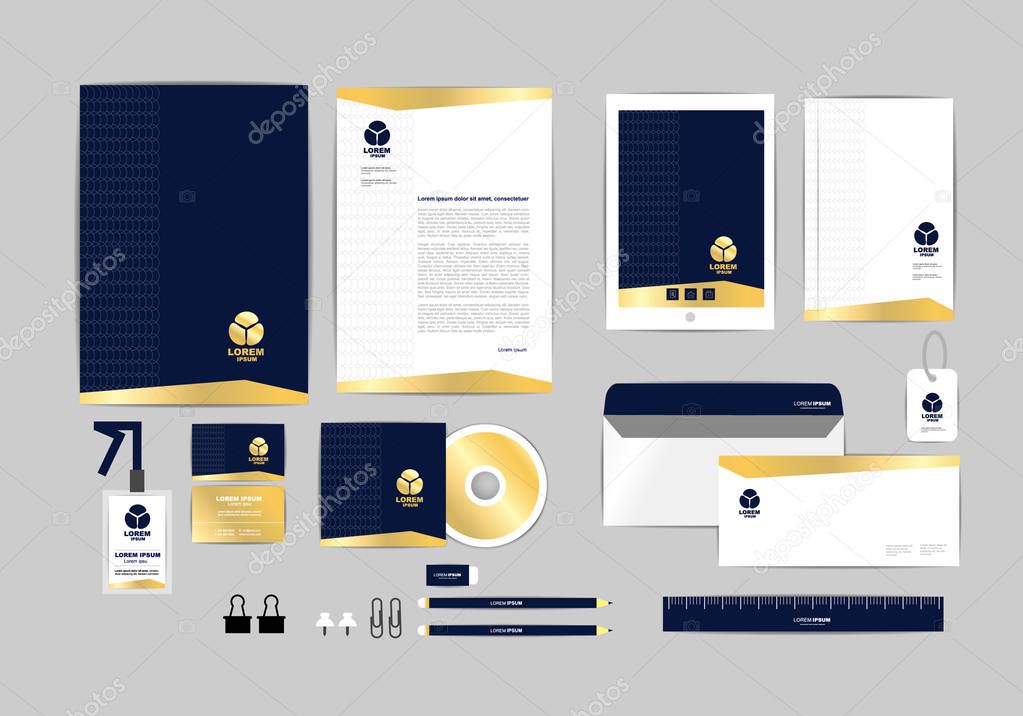 corporate identity template for your business includes CD Cover, Business Card, folder, ruler, Envelope and Letter Head Designs K