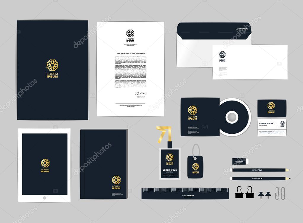 corporate identity template for your business includes CD Cover, Business Card, folder, ruler, Envelope and Letter Head Designs V