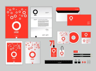 İşiniz için kurumsal kimlik şablon içerir Cd kapağı, kartvizit, klasör, cetvel, zarf ve mektup kafa tasarımlar No. 16