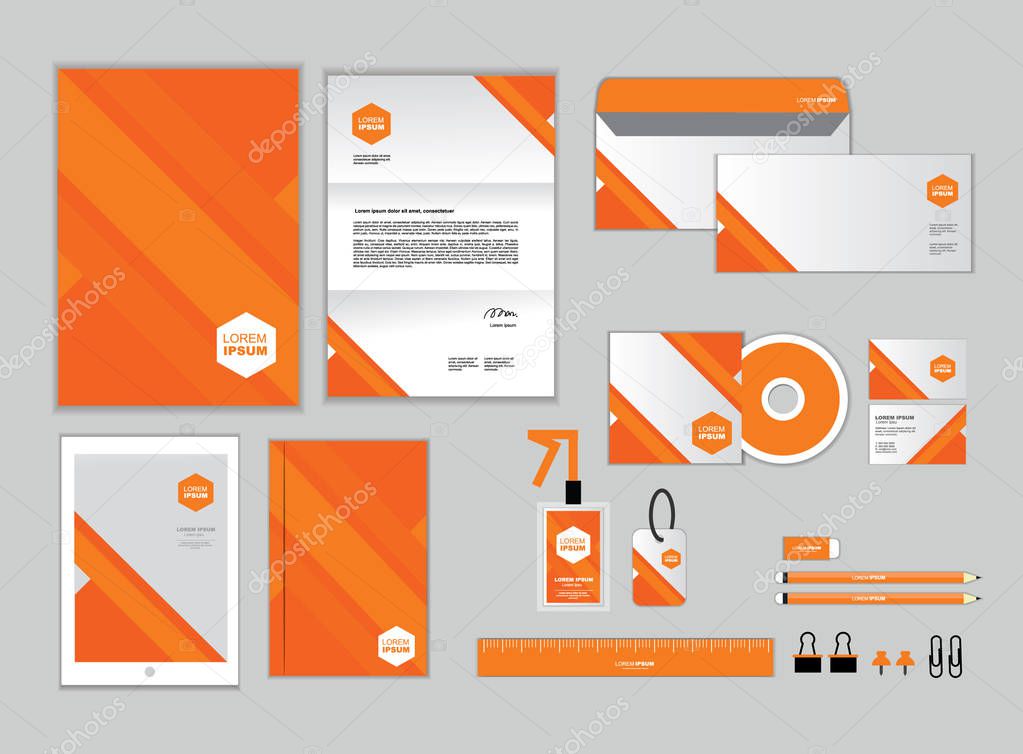 corporate identity template for your business includes CD Cover, Business Card, folder, ruler, Envelope and Letter Head Designs D