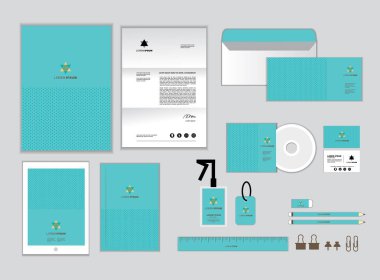 İşiniz için kurumsal kimlik şablon içerir Cd kapağı, kartvizit, klasör, cetvel, zarf ve mektup kafa tasarımlar Q