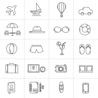 Tasarım vektör hat Seyahat Icon set