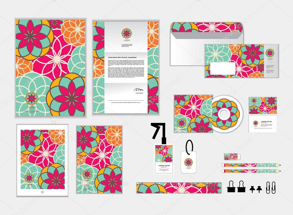corporate identity template for your business includes CD Cover, Business Card, folder, ruler, Envelope and Letter Head Designs M