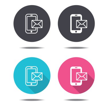 tasarım vektör simge siyah pembe ve mavi mobil ve mesaj 