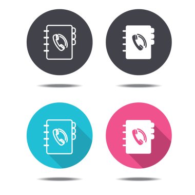 simge siyah pembe ve mavi telefon rehberi vektör tasarımı 