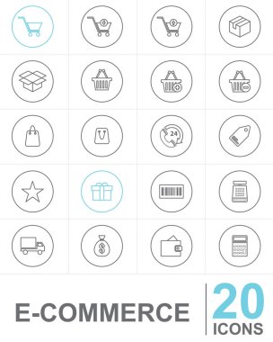Satır simgeler E-ticaret vektör tasarımı 