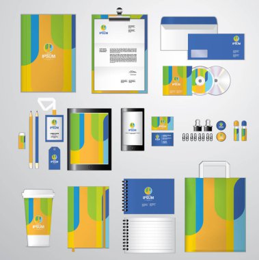 İşiniz için kurumsal kimlik şablon içerir Cd kapağı, kartvizit, klasör, cetvel, zarf ve mektup kafa tasarımları, 6 ayarla