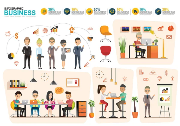 Infografiken Mit Effektiver Businessplanung Und Wecken — Stockvektor