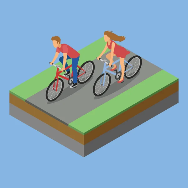 Isometric Park Activity Riding Bicycle — Stock Vector