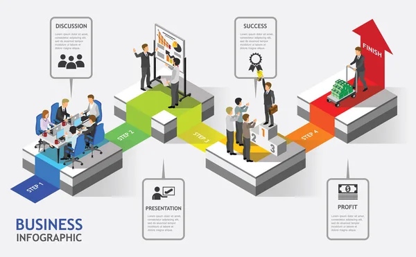 Isometric Business People Teamwork — Stock Vector