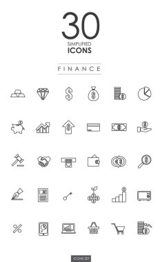 30 Basitleştirilmiş finans simgeleri tasarım
