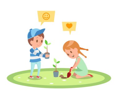 3 karakter Bahçe çocuklar tasarım