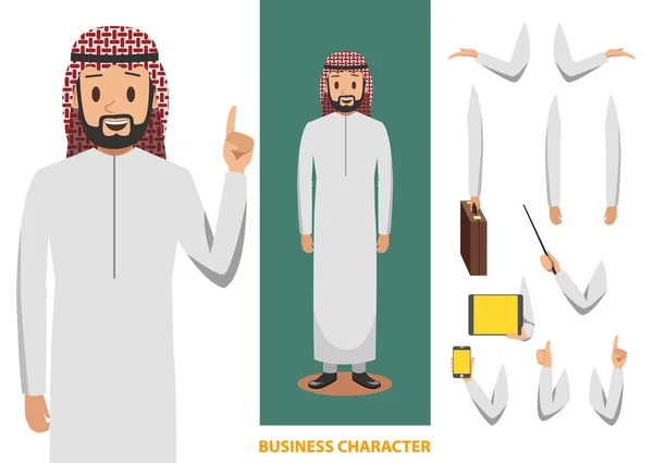 Desain Karakter Bisnis Arab - Stok Vektor