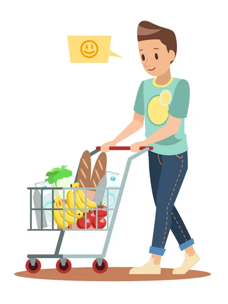 Compras Hombre Carácter Diseño — Vector de stock