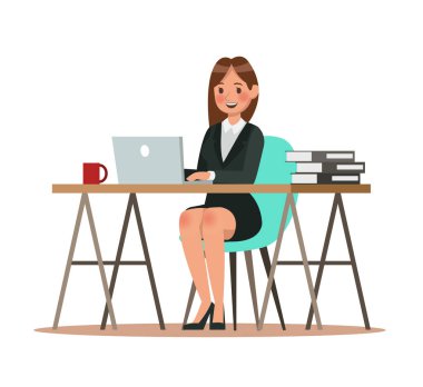 ofiste çalışan iş karakter. Vektör çizim tasarım 