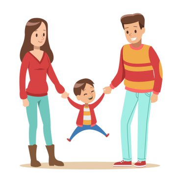 Baba, anne ve oğul vektör tasarımı ile mutlu aile