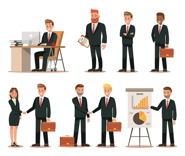 Set Business Characters Working Office Vector Illustration Design — Stock Vector