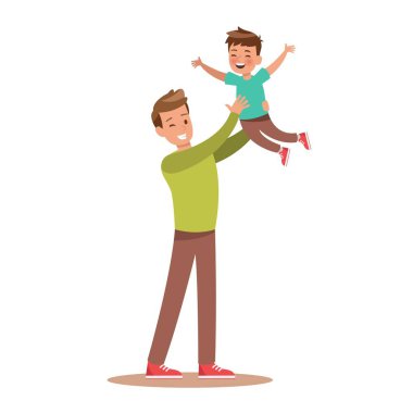 Baba ve oğul oynuyor. karakter tasarımı.