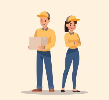 Kurye ile teslimat karakter tasarım. Profesyonel ekip.