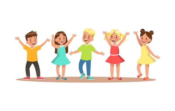Mutlu Çocuk Karakter Tasarımı Çocuk Dans Vektör — Stok Vektör